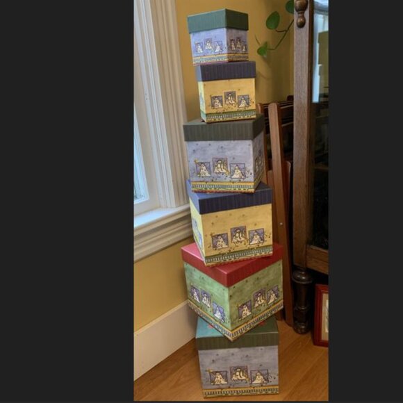 Stacking/Nesting Boxes with Snowmen - Silver Swan Studios - Picture 1 of 10